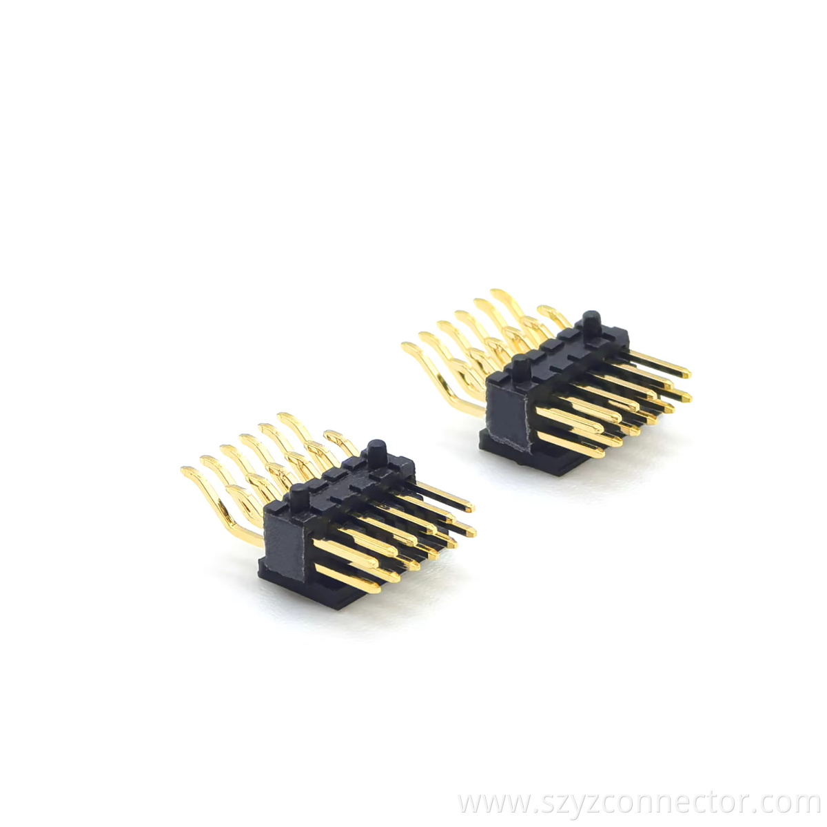 1.27mm Pitch Pin header Connector With Side Posts Dual Row Right Angle SMT SQ0.4/0.46mm H2.5mm 2*6P